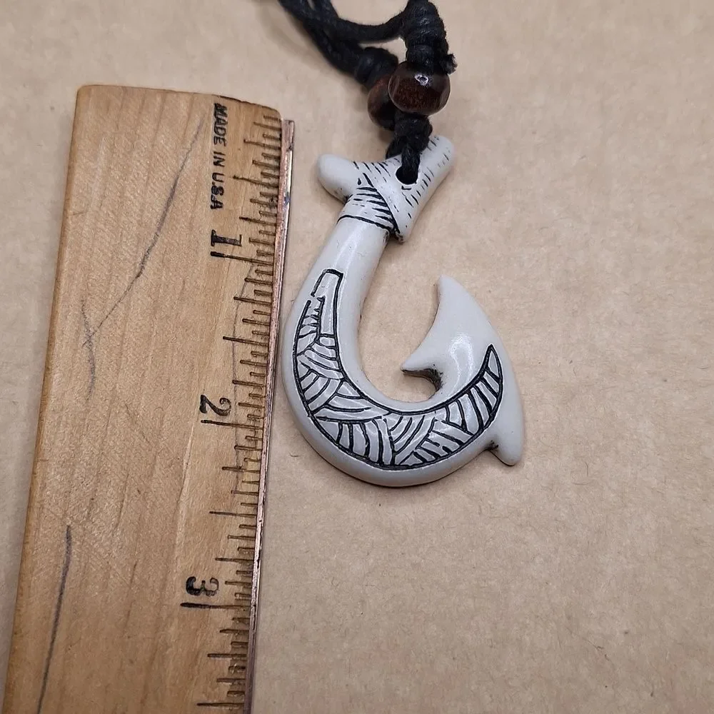 Maui Hawaiian fish hook necklace adjustable Tribal pendant nautical jewelry